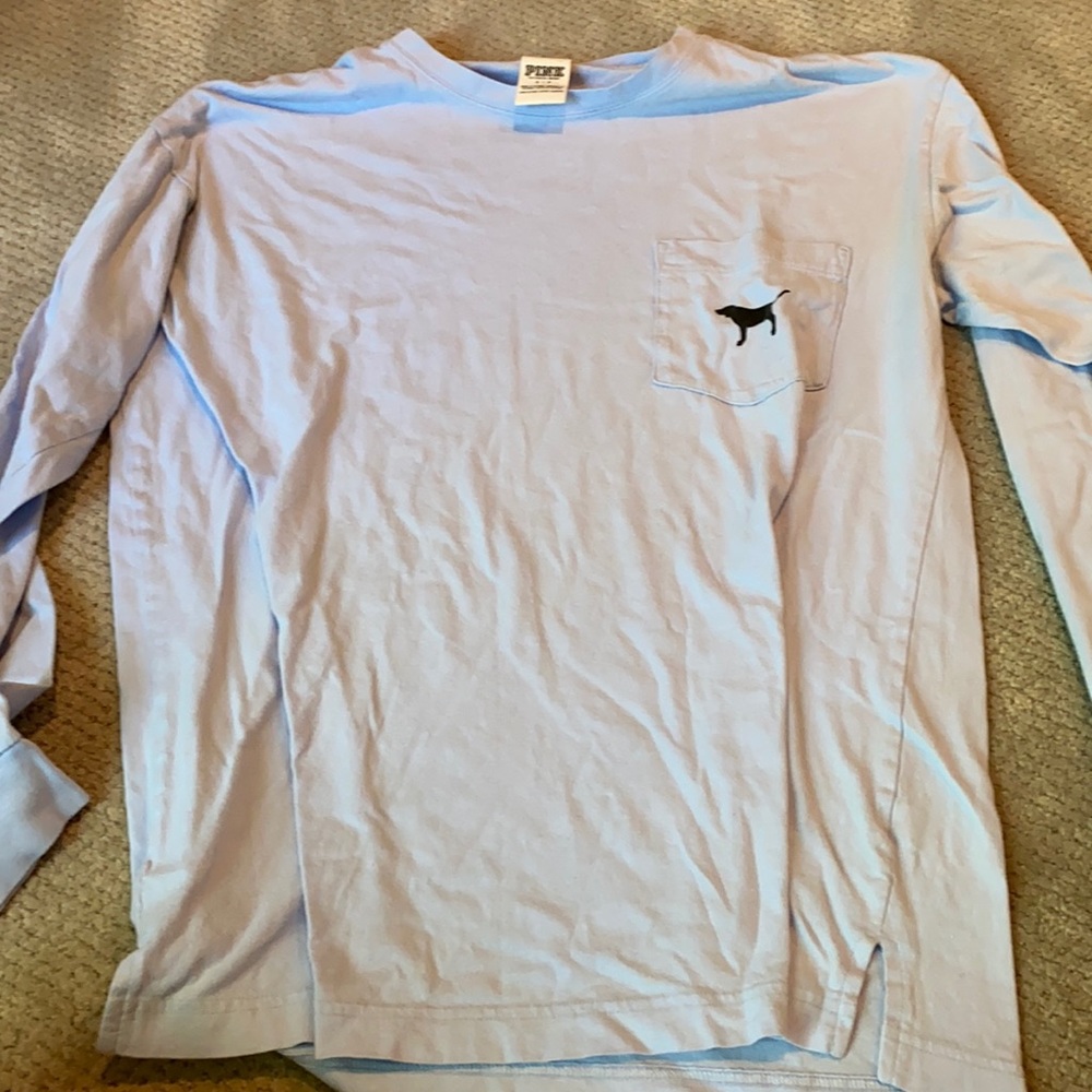 Light blue pink long sleeve shirt